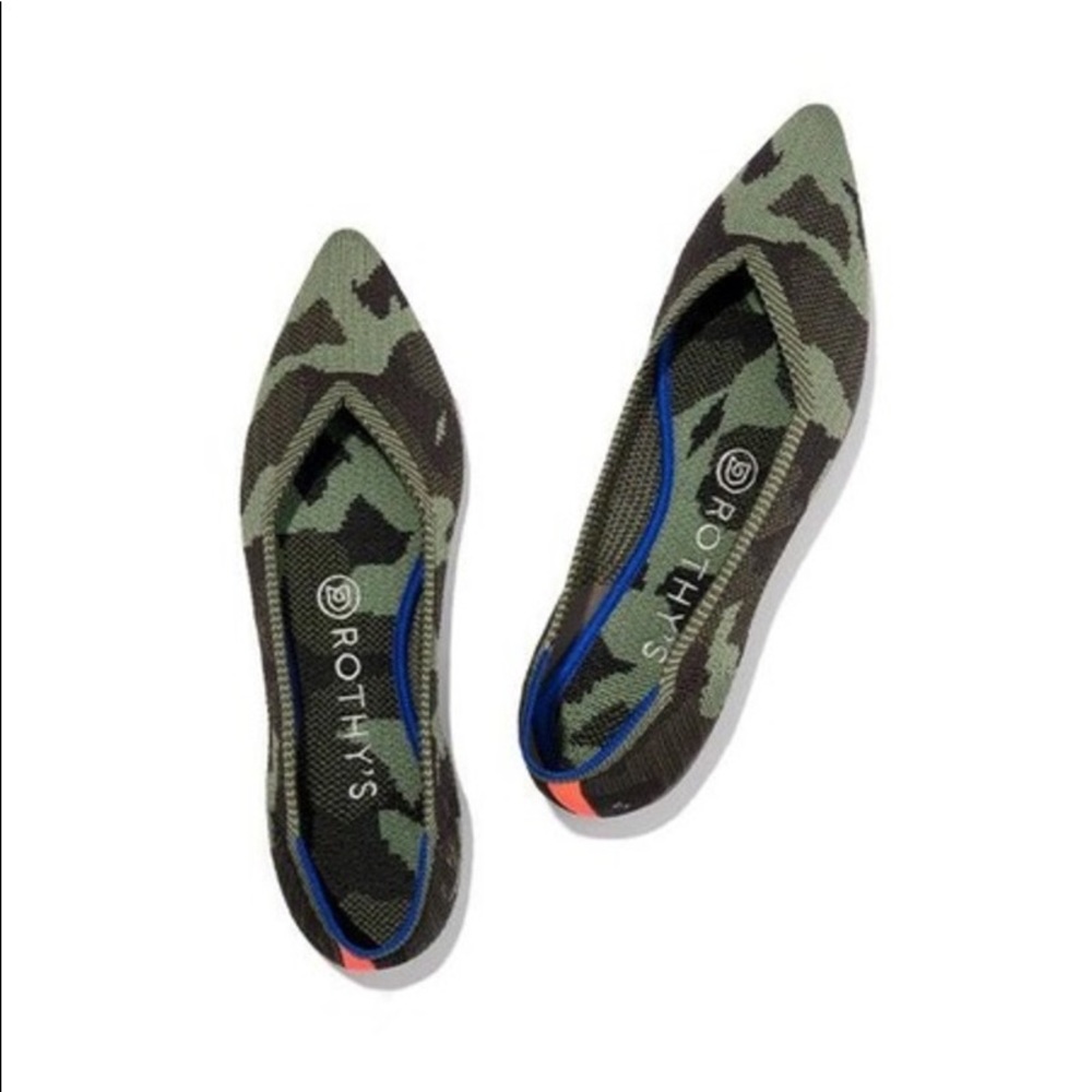 Rothy’s Point Flats - Size 8.5 Camo. Brand new - Never Worn. Fits more like Sz 8